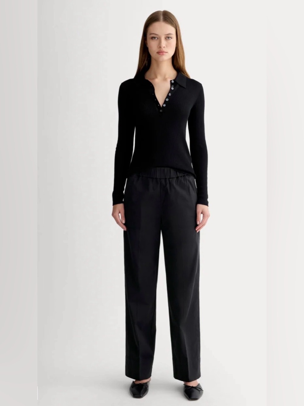 New Everlane THE EASY PANT Black Size L Nautical Coastal French Girl